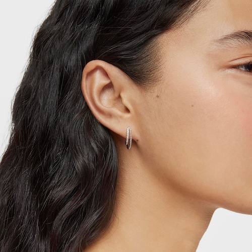 14kt white gold and diamond double Hoop earrings Les Classiques