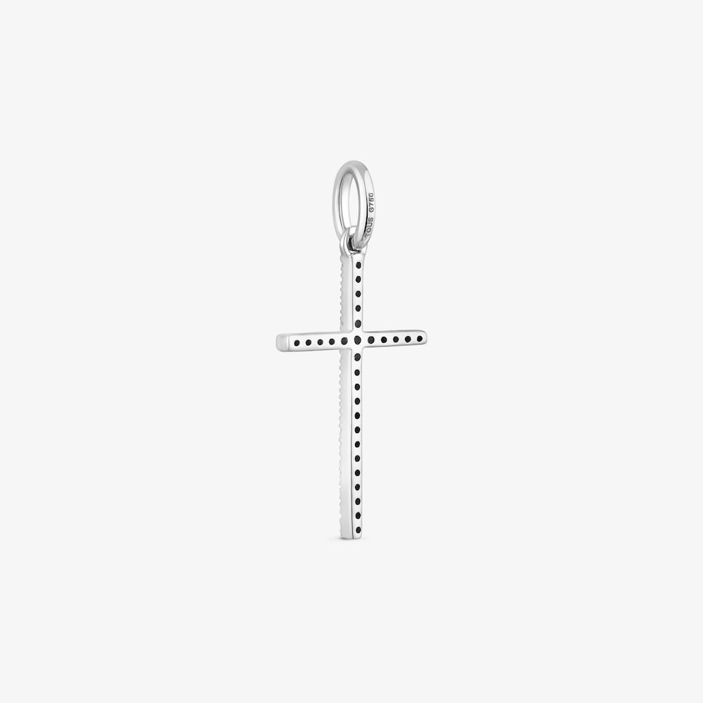 Colgante cruz de oro blanco 14 kt y diamantes Basics