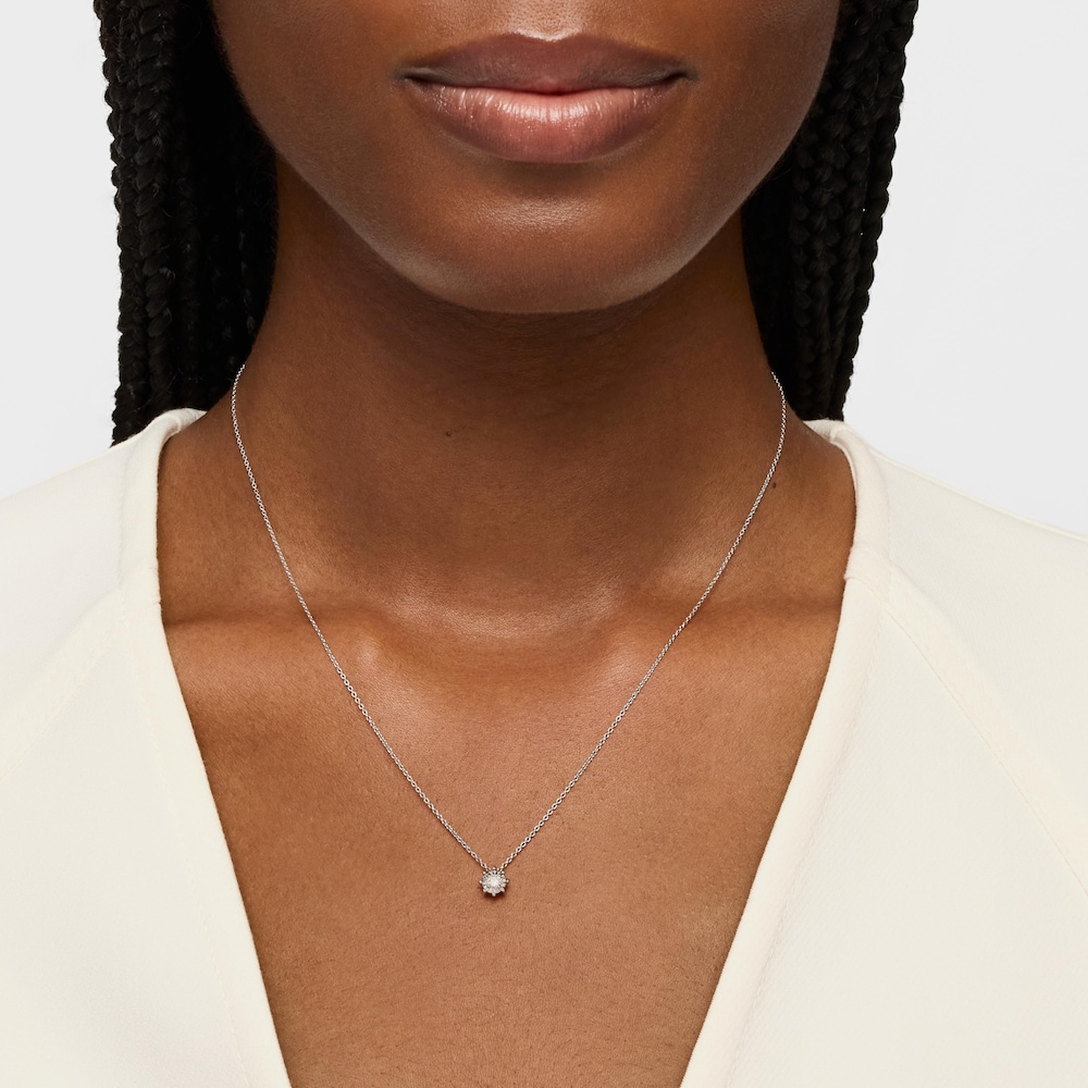 Short 14K white gold and 0.10ct diamond Necklace Les Classiques