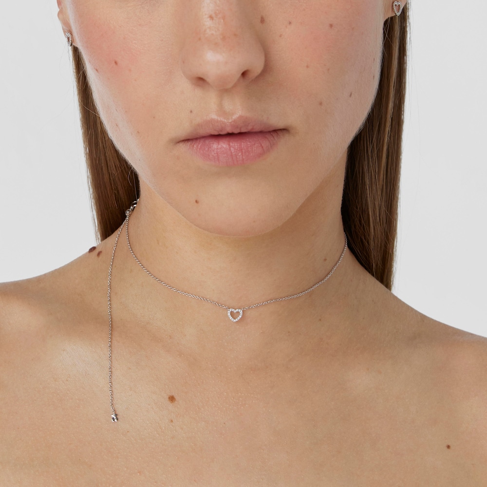 Short 14K white gold and 0.15ct diamond Necklace Les Classiques