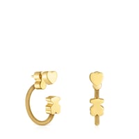 Hoop earrings with 18kt gold plating over silver and motifs Icon Mesh