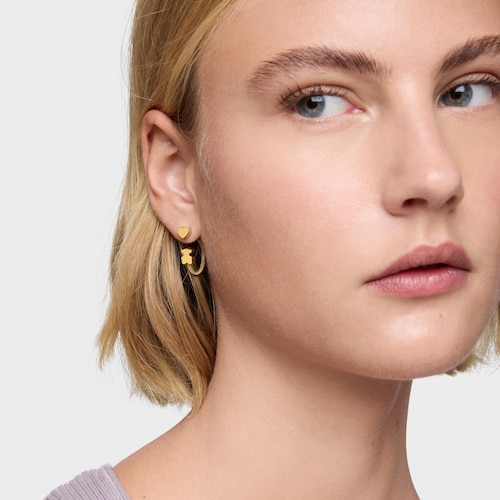 Pendientes aro con baño de oro 18 kt sobre plata y motivos Icon Mesh