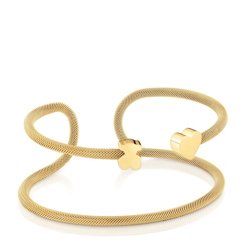 Pulsera esclava doble con baño de oro 18 kt sobre plata Icon Mesh