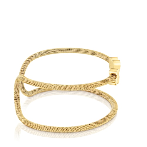 Pulsera esclava doble con baño de oro 18 kt sobre plata Icon Mesh