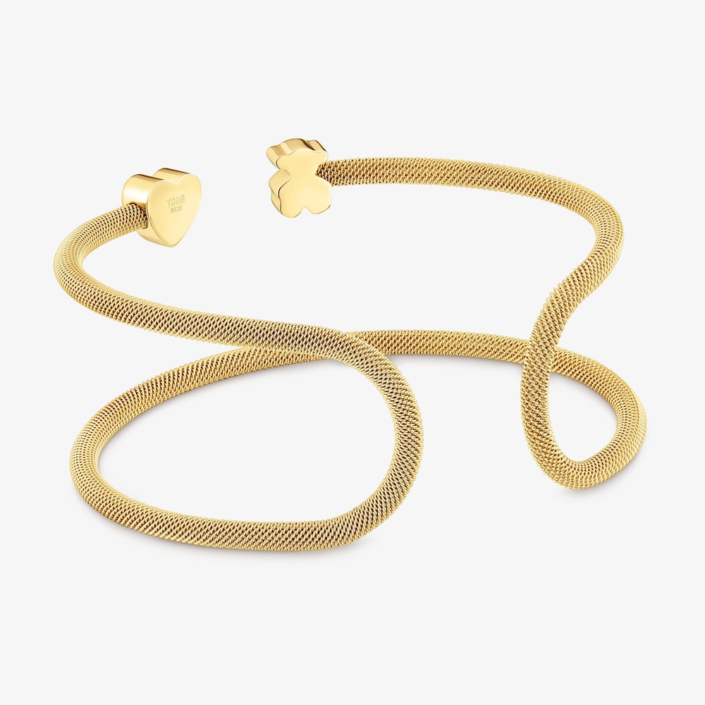 Doppio bracciale rigido in argento placcato oro 18&nbsp;kt Icon Mesh