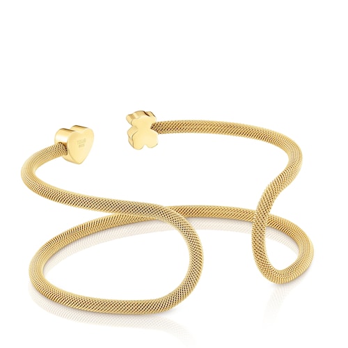 Pulsera esclava doble con baño de oro 18 kt sobre plata Icon Mesh