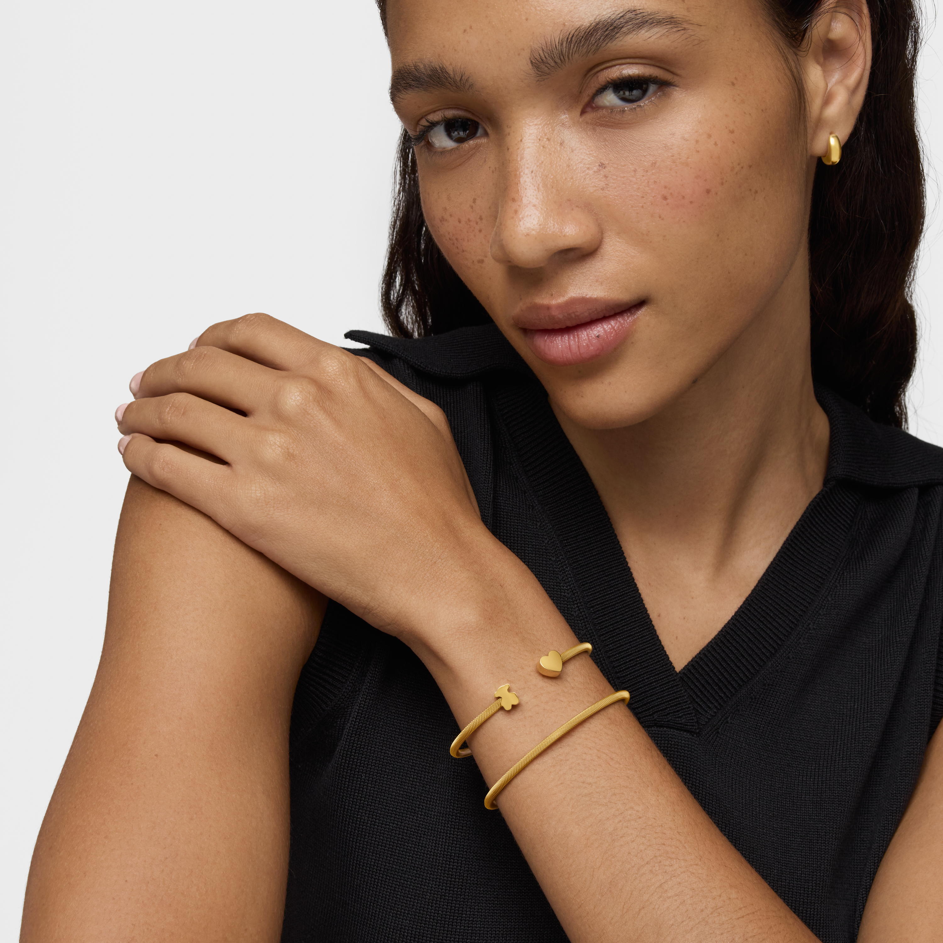 Double Bangle with 18K gold vermeil Icon Mesh