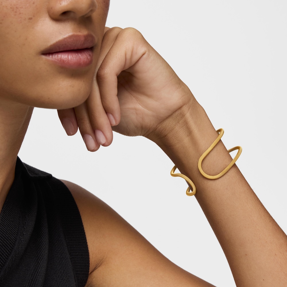 Doppio bracciale rigido in argento placcato oro 18&nbsp;kt Icon Mesh
