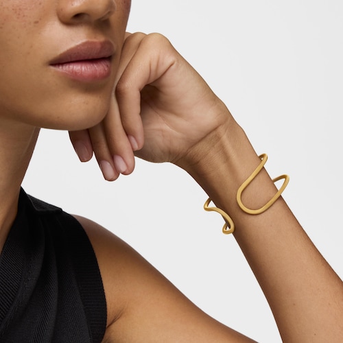 Pulsera esclava doble con baño de oro 18 kt sobre plata Icon Mesh