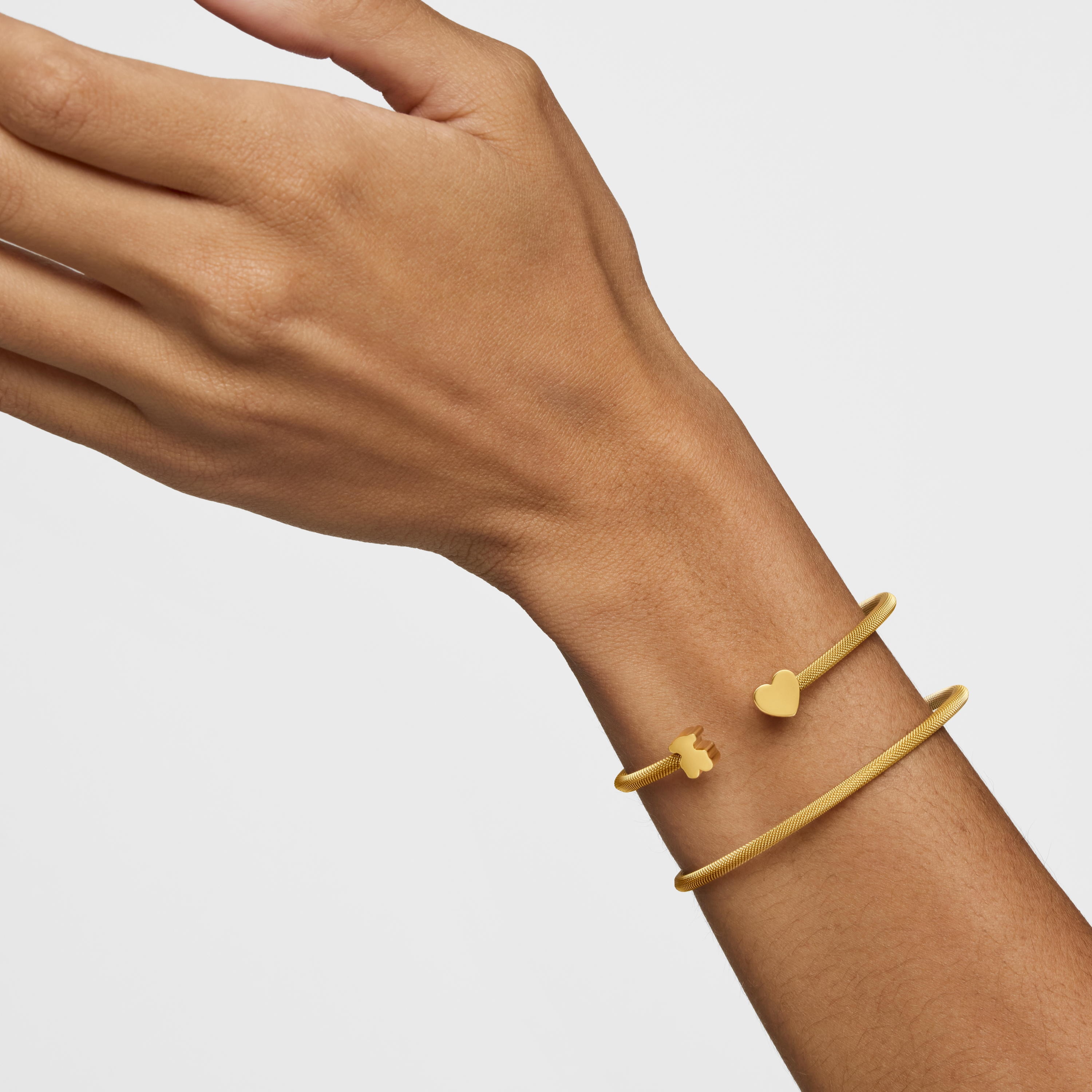 Double Bangle with 18K gold vermeil Icon Mesh