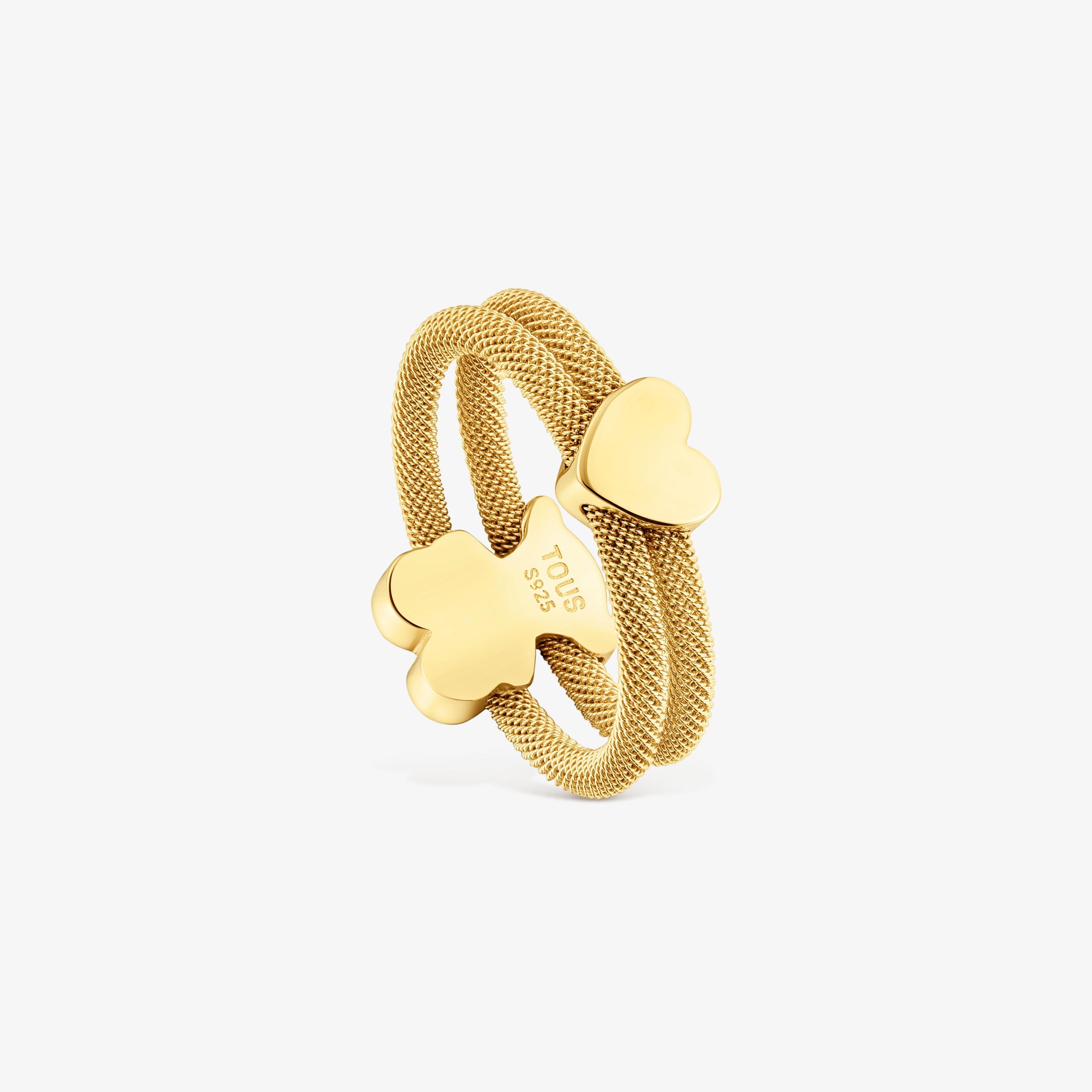 TOUS Icon Mesh スチール×18kt (K18 750) Double ring with 18K gold vermeil Icon Mesh | TOUS