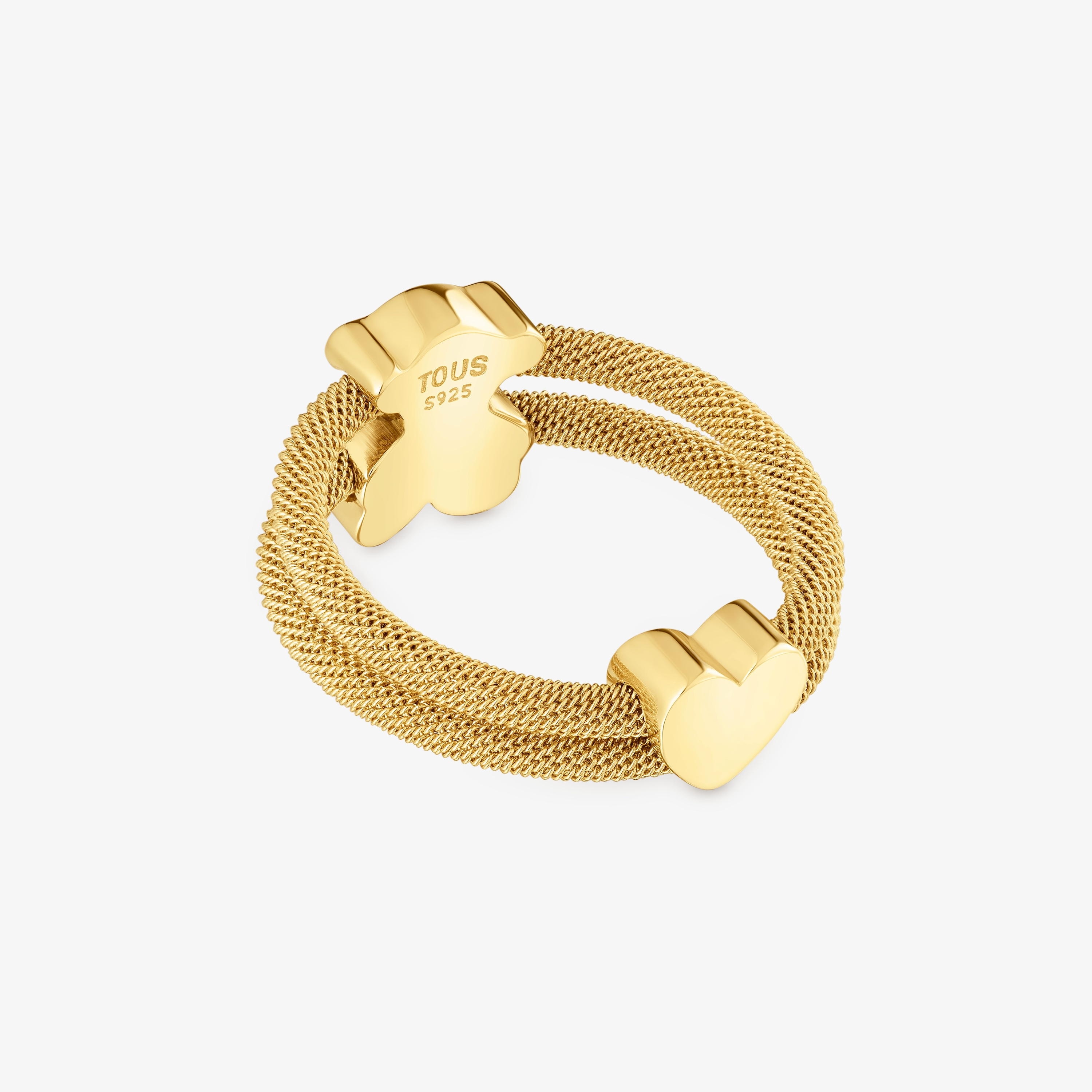 Double ring with 18K gold vermeil Icon Mesh