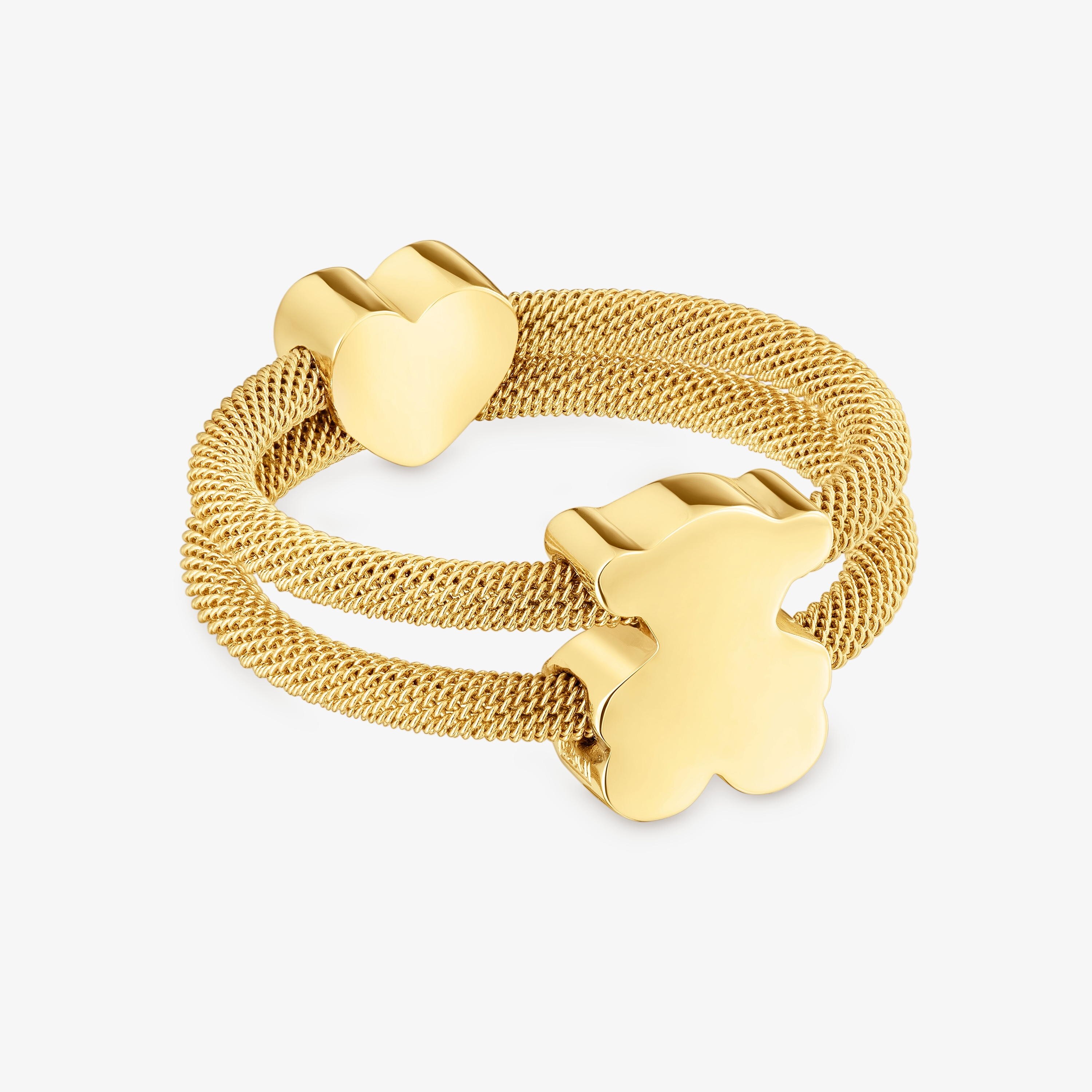 TOUS Icon Mesh スチール×18kt (K18 750) Double ring with 18K gold vermeil Icon Mesh | TOUS