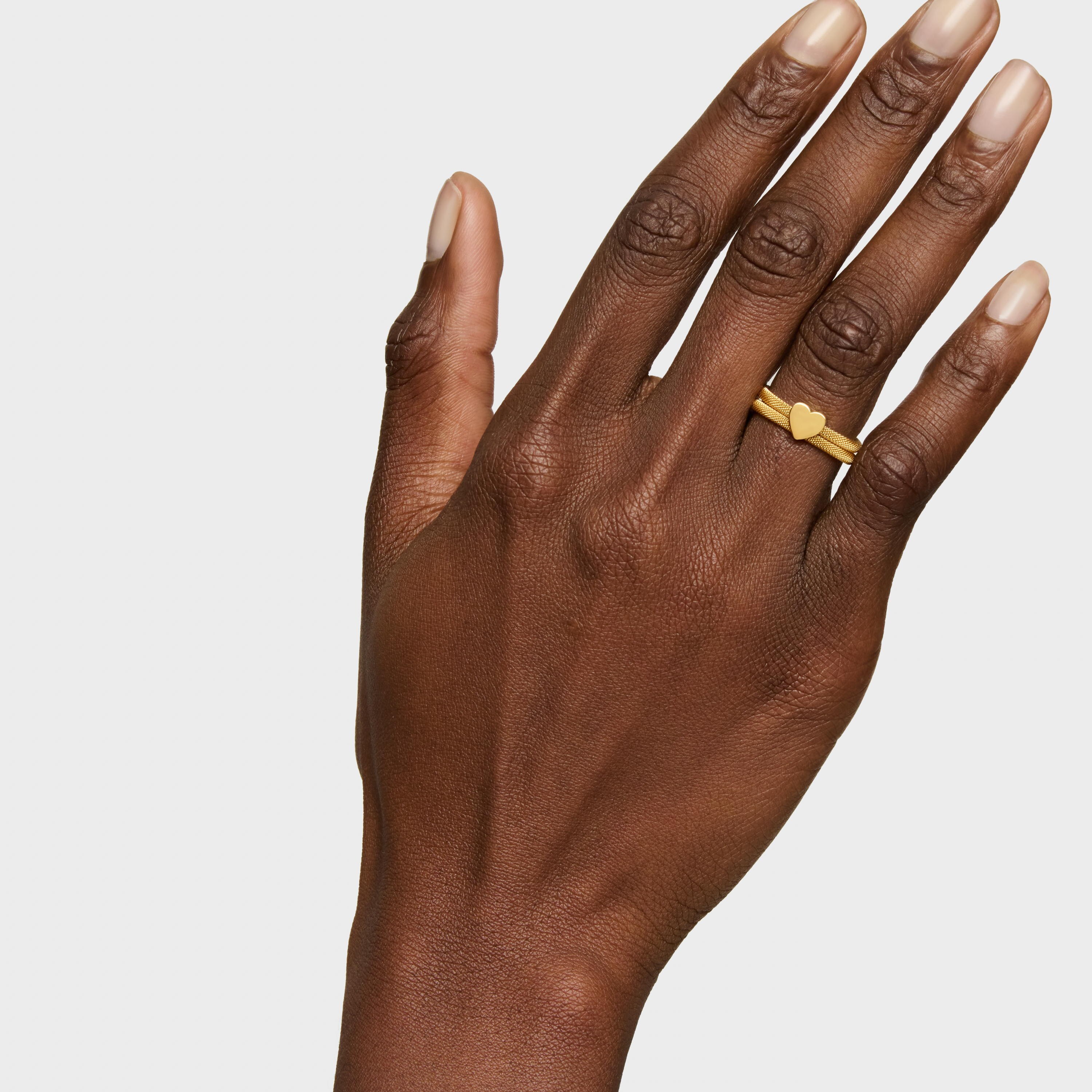 Double ring with 18K gold vermeil Icon Mesh | TOUS