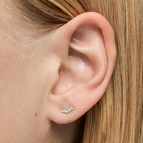 14kt gold and 0.08ct diamond Strip earrings Les Classiques