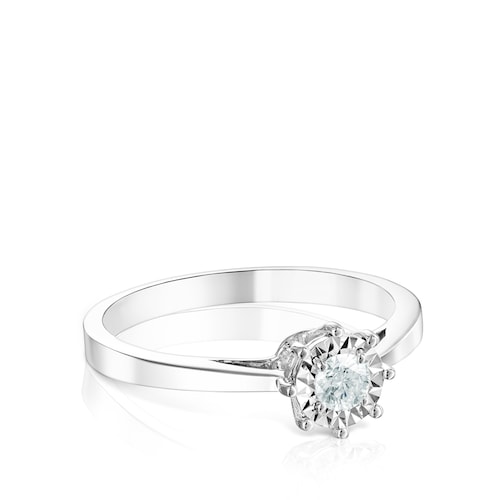 14kt white gold and diamond solitaire Ring Les Classiques