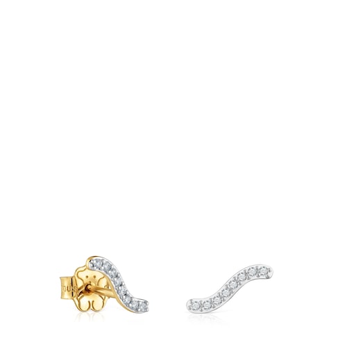 14kt gold and 0.09ct diamond Strip earrings Les Classiques