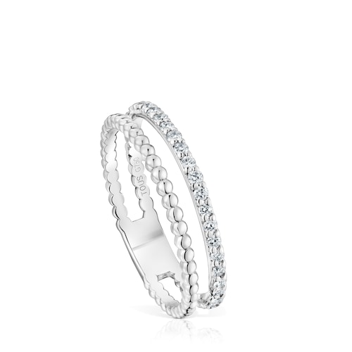 14kt white gold and diamond Double ring Les Classiques
