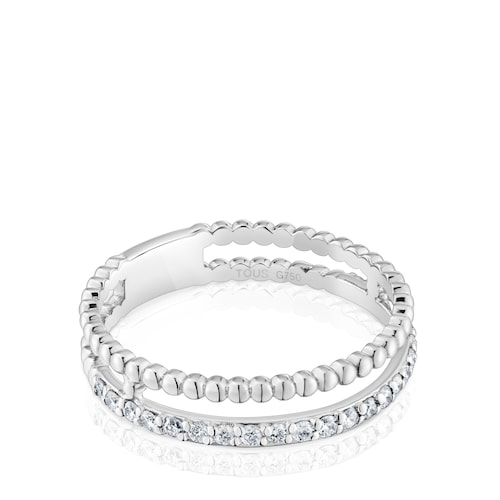 14kt white gold and diamond Double ring Les Classiques