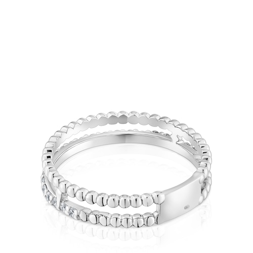 14kt white gold and diamond Double ring Les Classiques