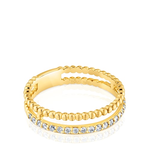14kt gold and diamond Double ring Les Classiques