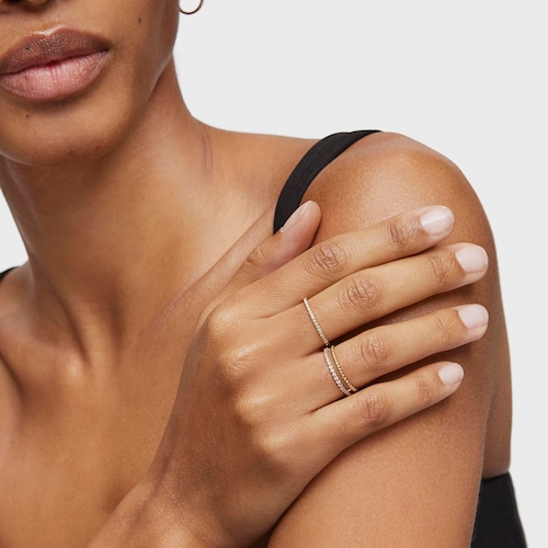 14kt gold and diamond Double ring Les Classiques