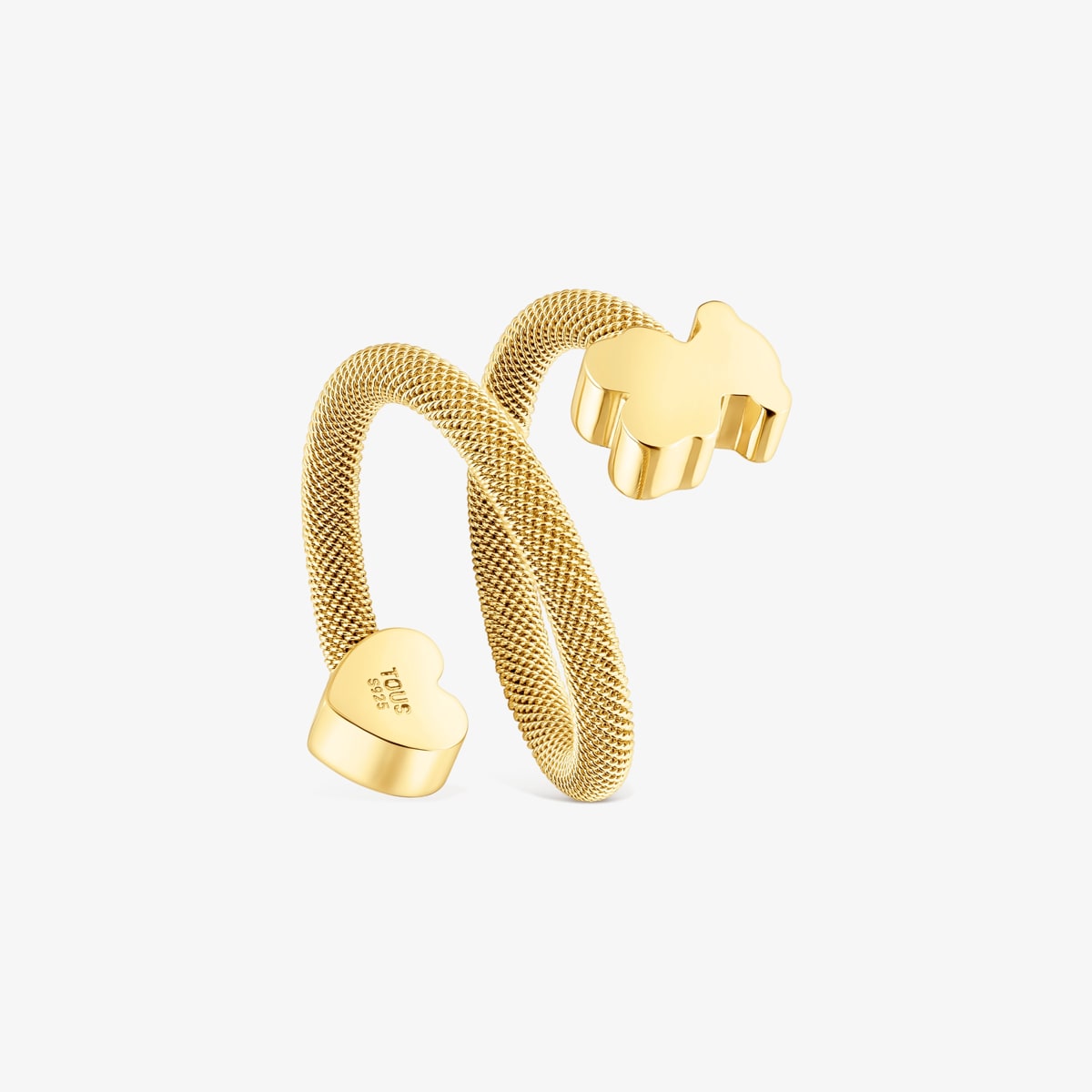 Tous - Anillo Espiral Con Baño De Oro 18 Kt Sobre Plata Y Motivos Icon Mesh Talla 16