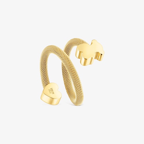 Pierścionek spiralny ze srebra powlekanego złotem 18-karatowym z motywami Icon Mesh