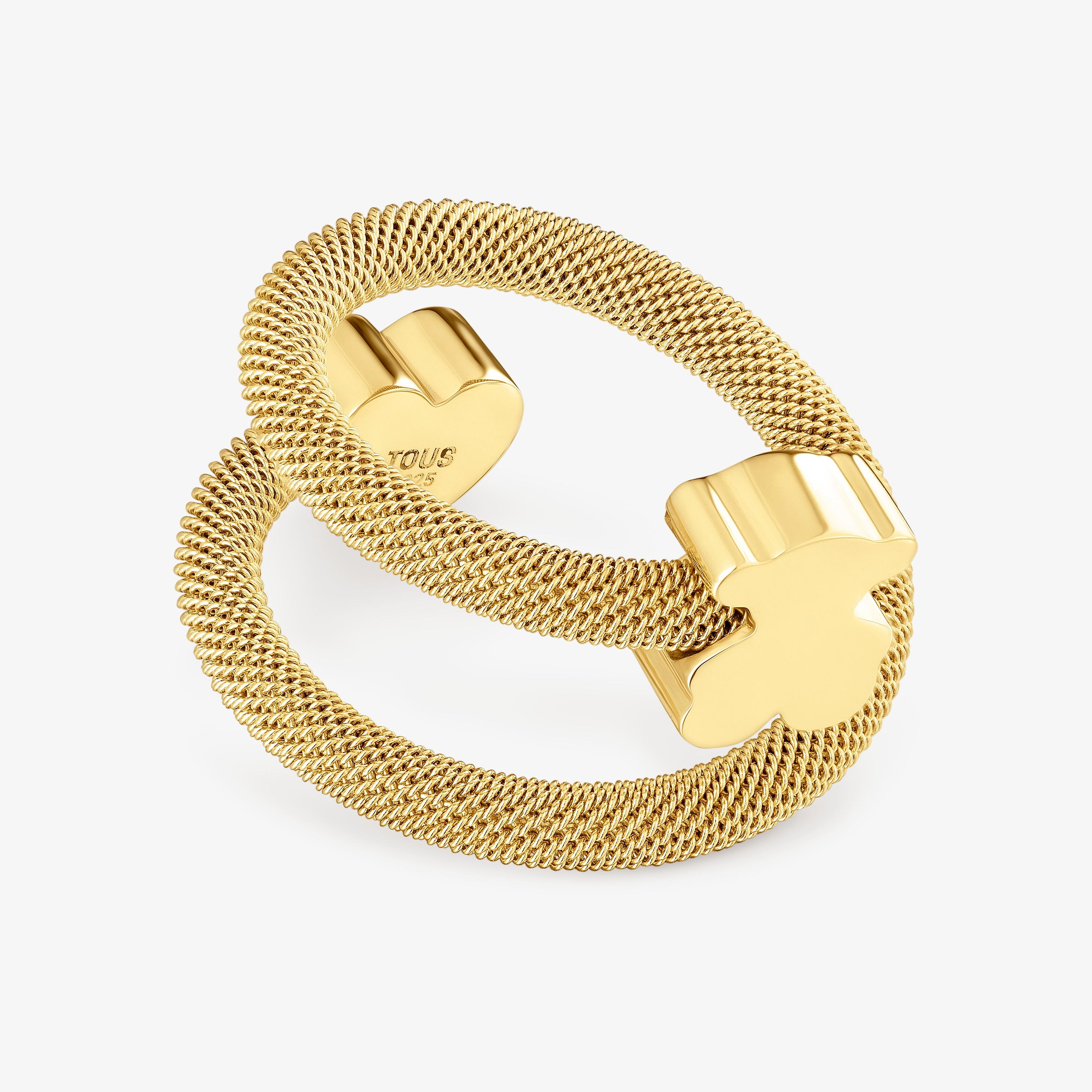 Spiral ring with 18K gold vermeil and motifs Icon Mesh | TOUS