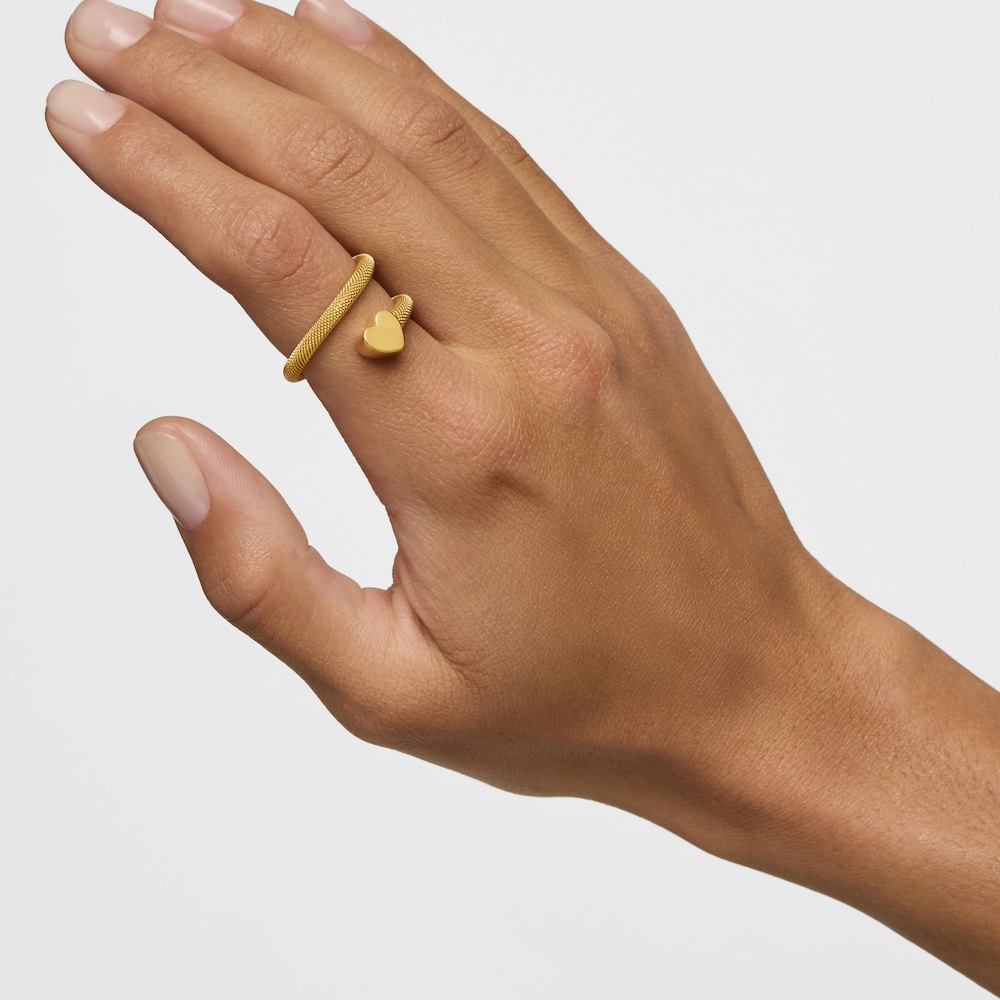 Anel espiral com banho de ouro de 18 K sobre prata e motivos Icon Mesh