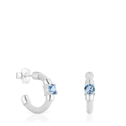 Pendientes aro de plata y espinela creada en laboratorio TOUS Mesh LGG