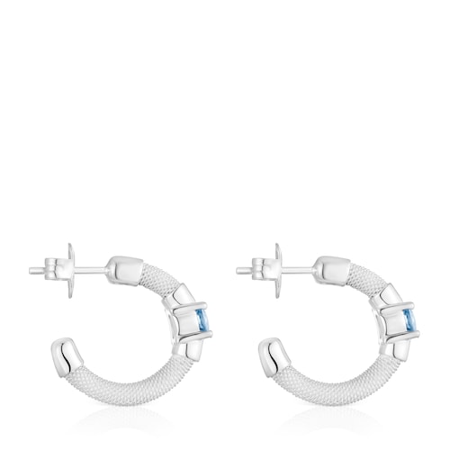 Pendientes aro de plata y espinela creada en laboratorio TOUS Mesh LGG