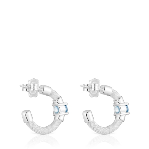 Pendientes aro de plata y espinela creada en laboratorio TOUS Mesh LGG