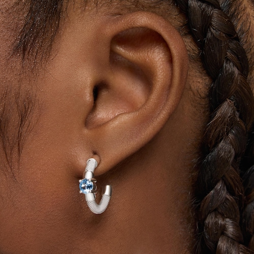 Pendientes aro de plata y espinela creada en laboratorio TOUS Mesh LGG