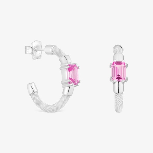 Silver and lab-grown sapphire Hoop earrings TOUS Mesh LGG