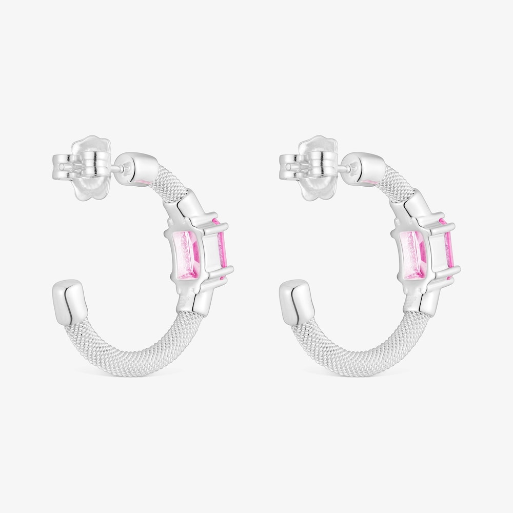 Kolczyki kreolki ze srebra i laboratoryjnie hodowanego szafiru TOUS Mesh LGG