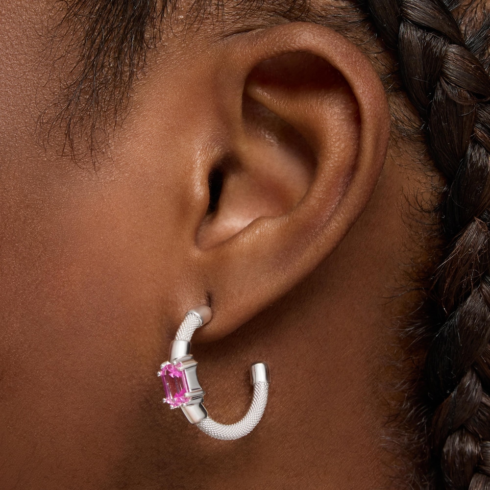 Kolczyki kreolki ze srebra i laboratoryjnie hodowanego szafiru TOUS Mesh LGG