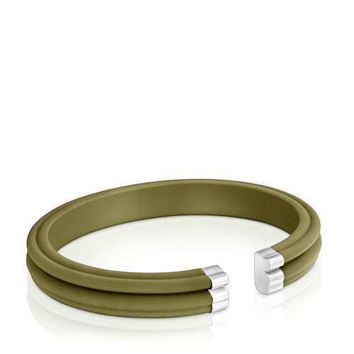 Pulsera esclava de acero en color verde TOUS Man