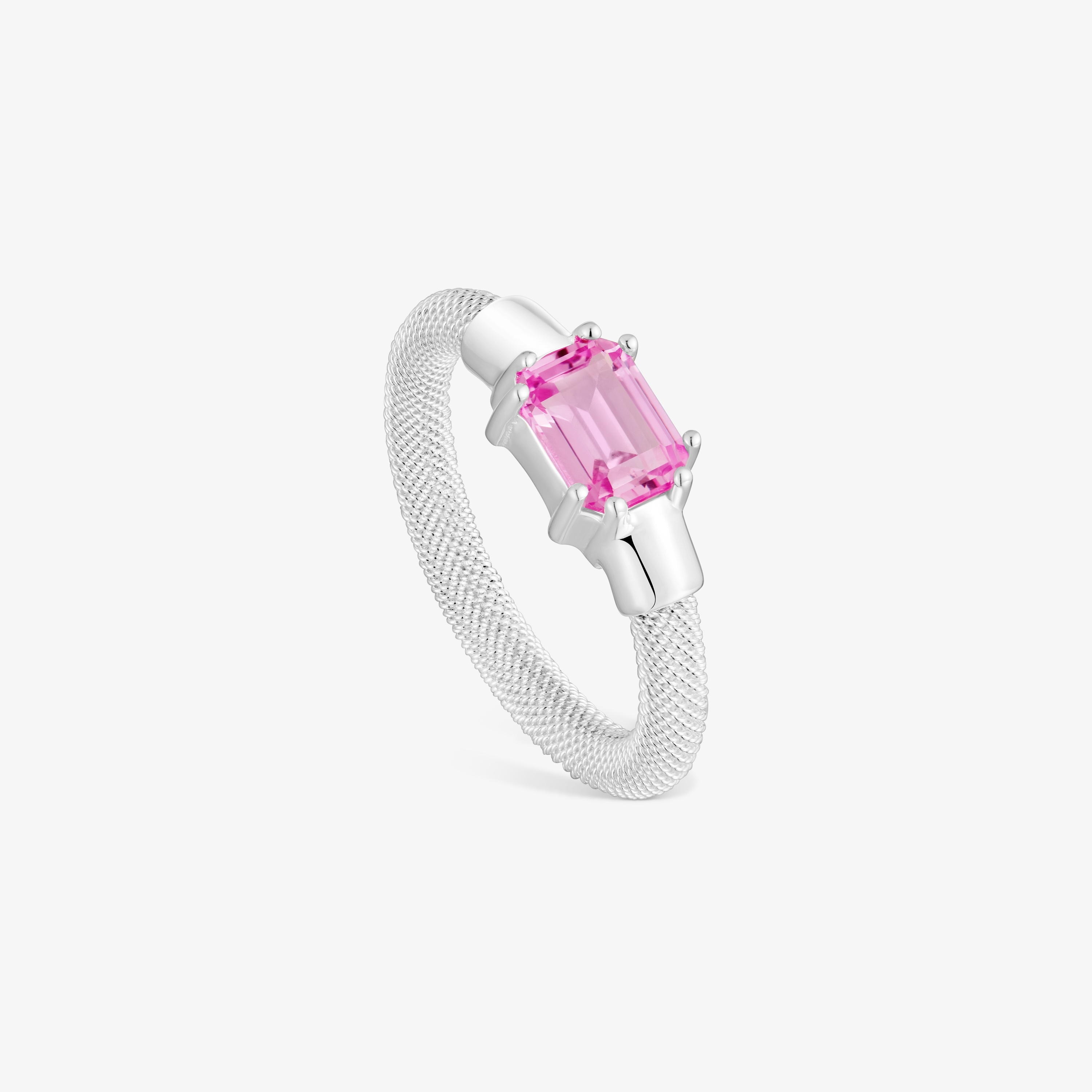 Silver and lab-grown sapphire Ring TOUS Mesh LGG