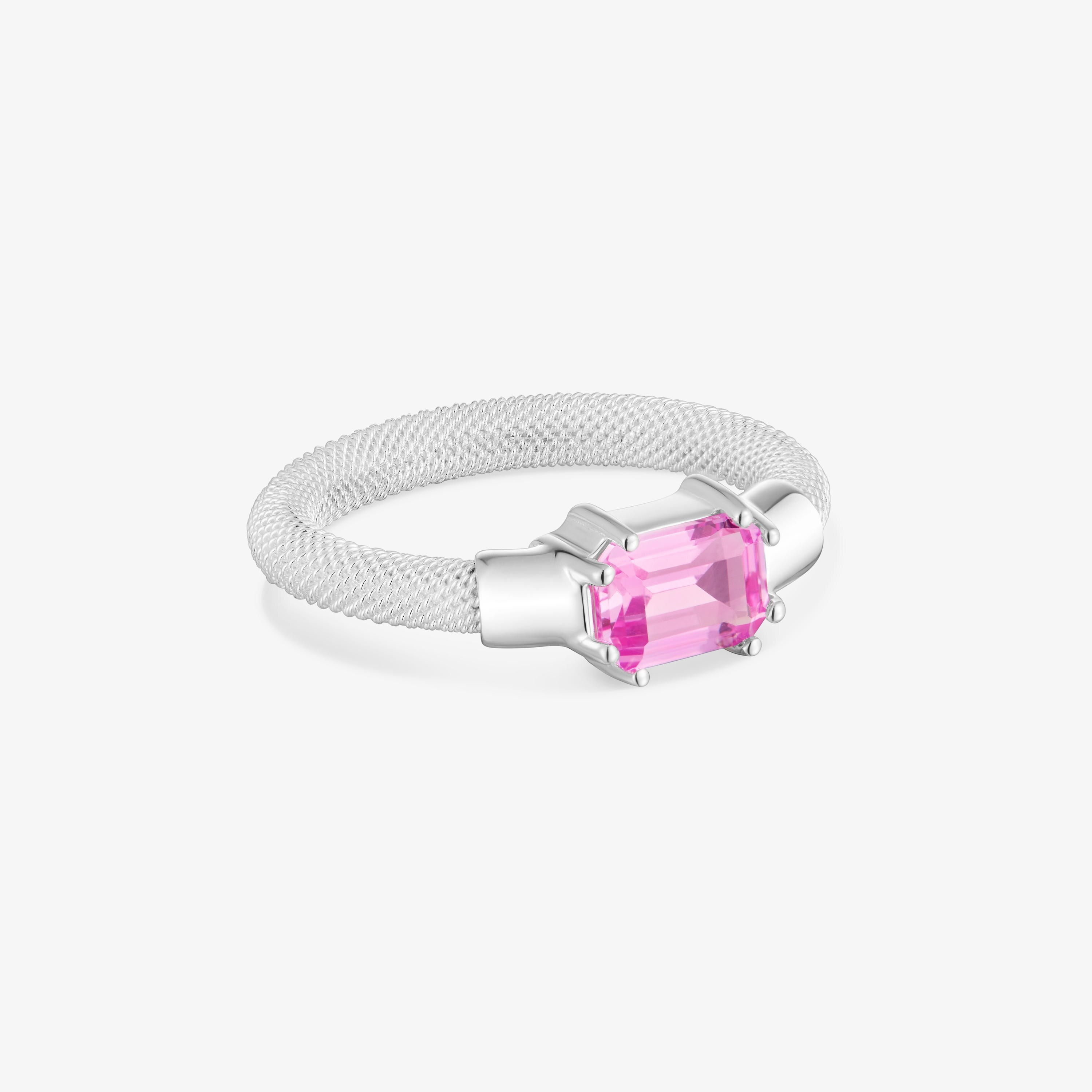 Silver and lab-grown sapphire Ring TOUS Mesh LGG