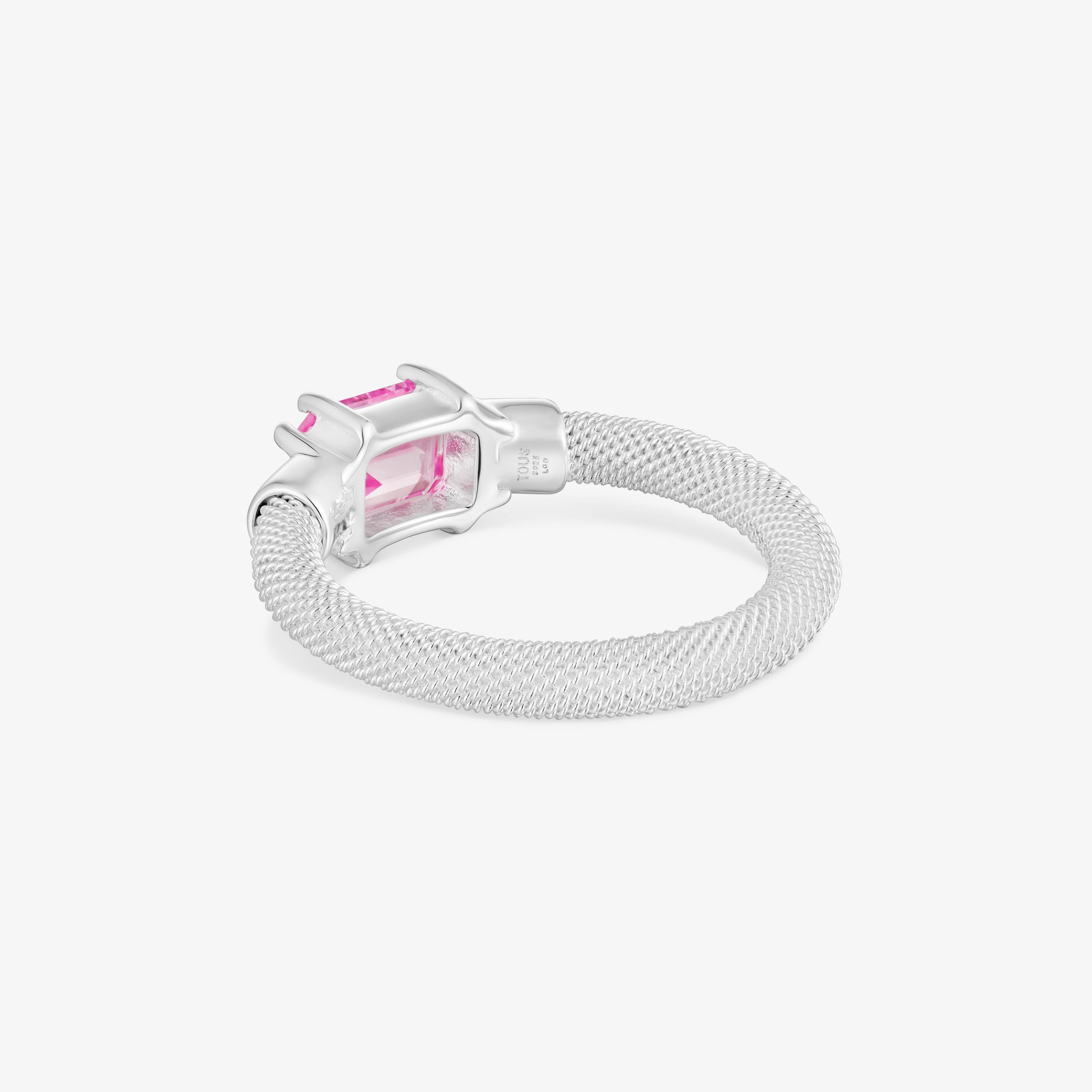 Silver and lab-grown sapphire Ring TOUS Mesh LGG