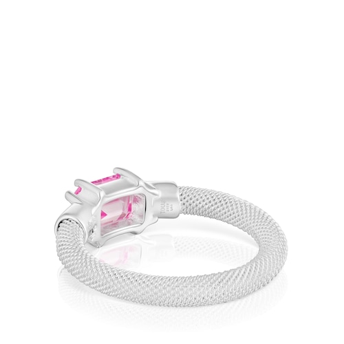 Anillo de plata y zafiro creado en laboratorio TOUS Mesh LGG