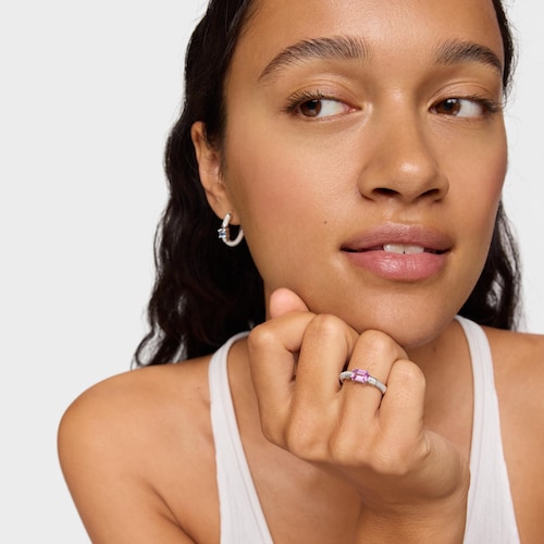 Anillo de plata y zafiro creado en laboratorio TOUS Mesh LGG