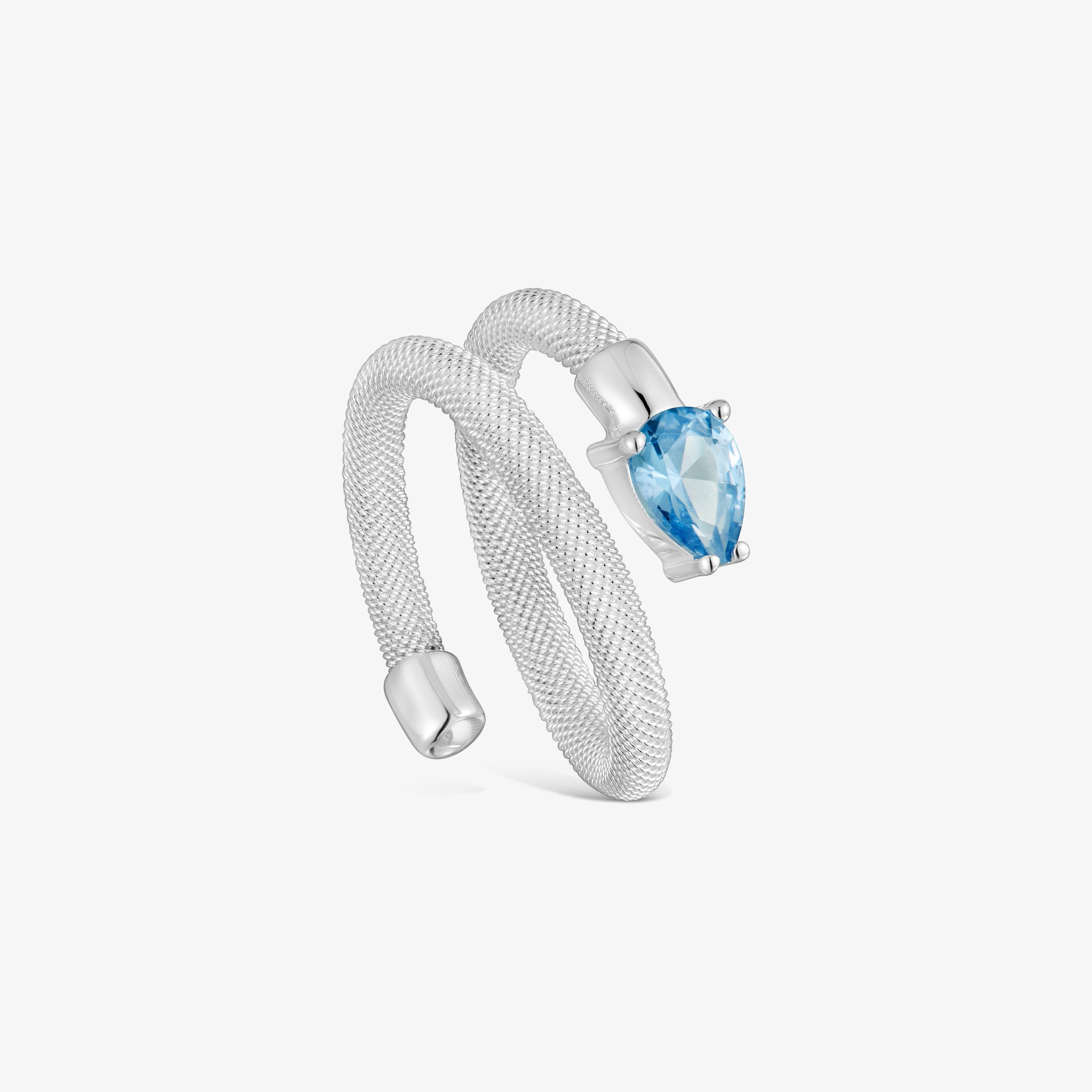 Silver and lab-grown spinel Spiral ring TOUS Mesh LGG