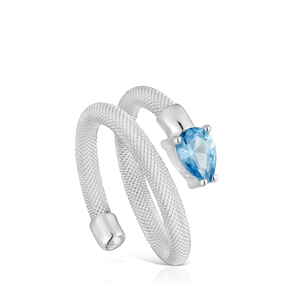 Anillo espiral de plata y espinela creada en laboratorio TOUS Mesh LGG image number 0