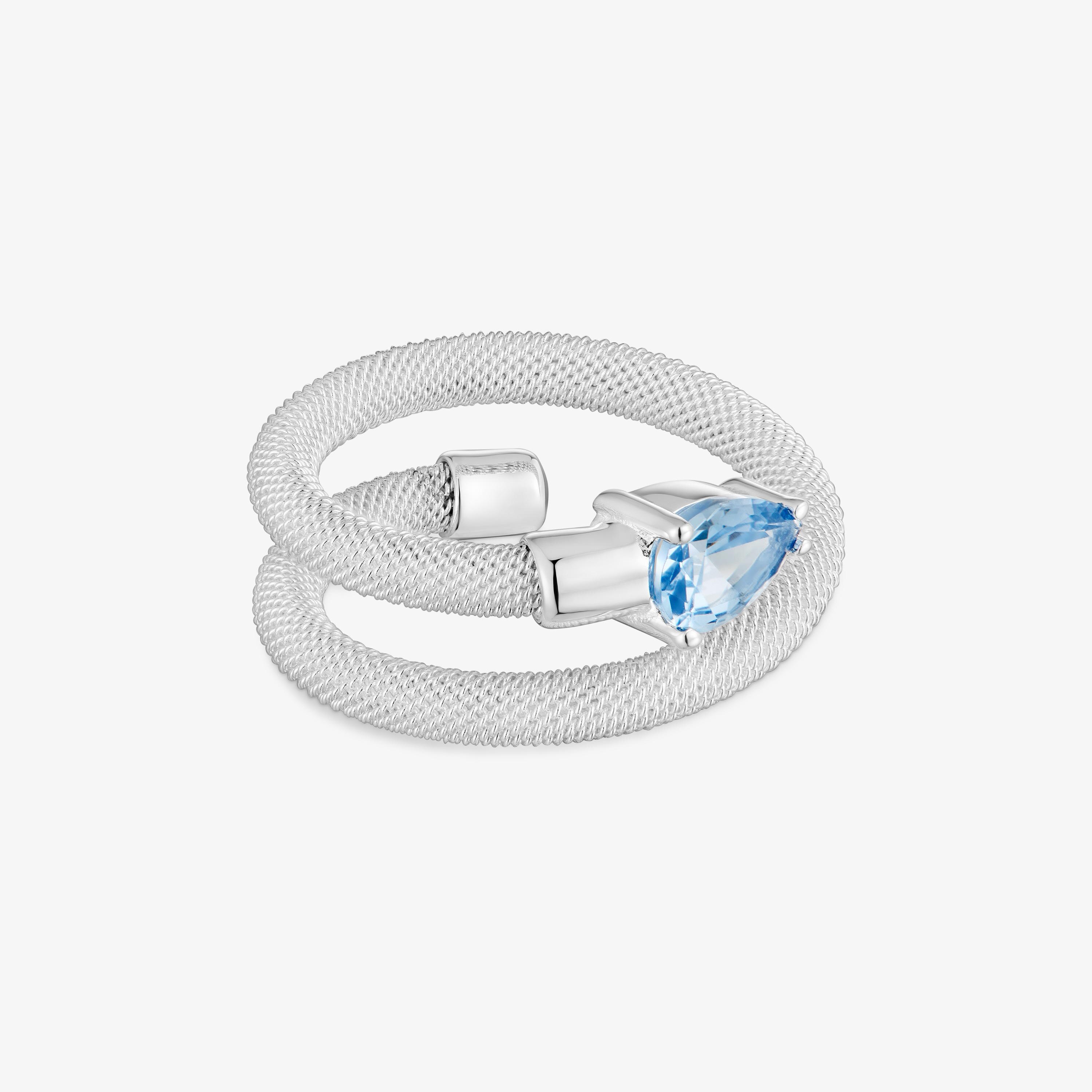 Silver and lab-grown spinel Spiral ring TOUS Mesh LGG