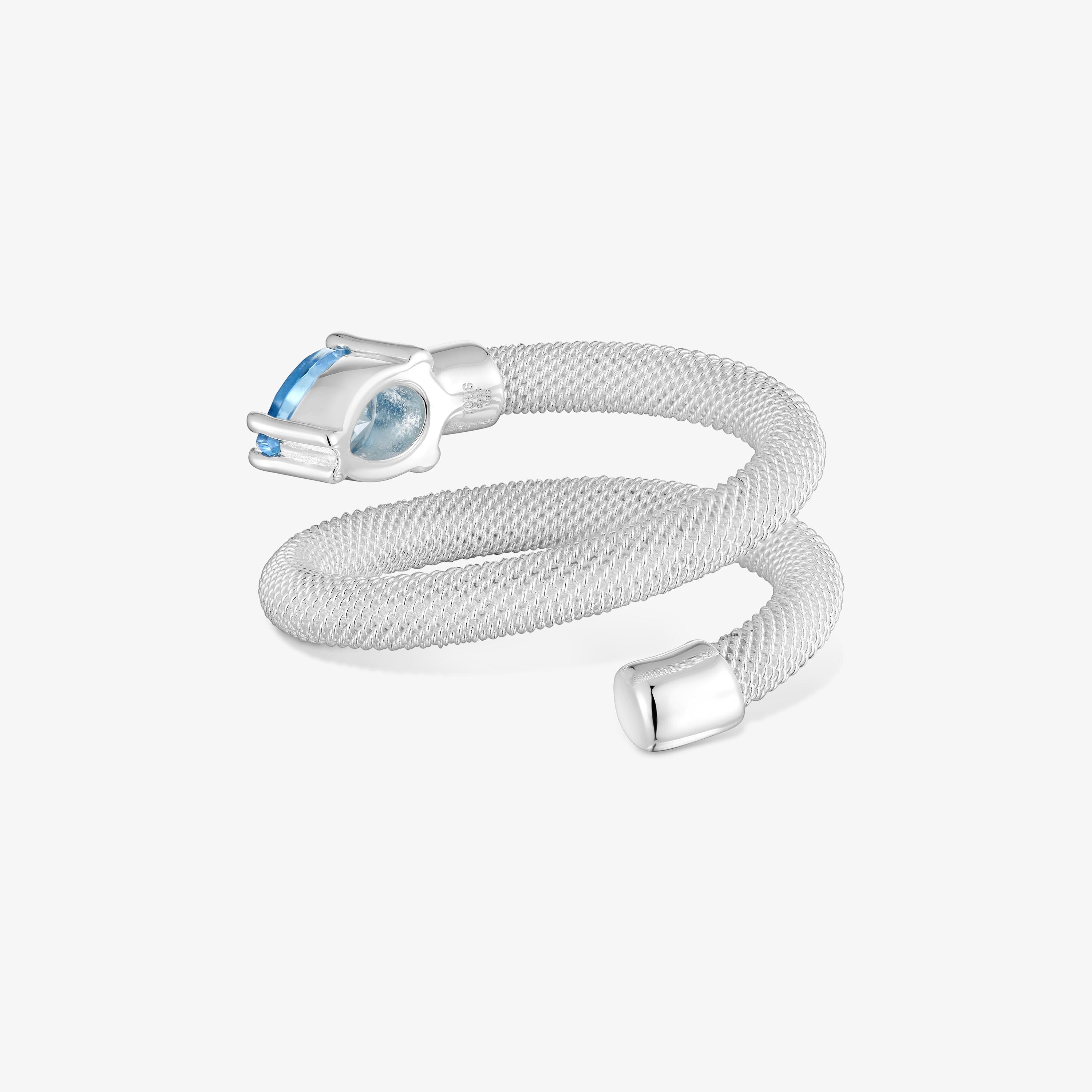Silver and lab-grown spinel Spiral ring TOUS Mesh LGG