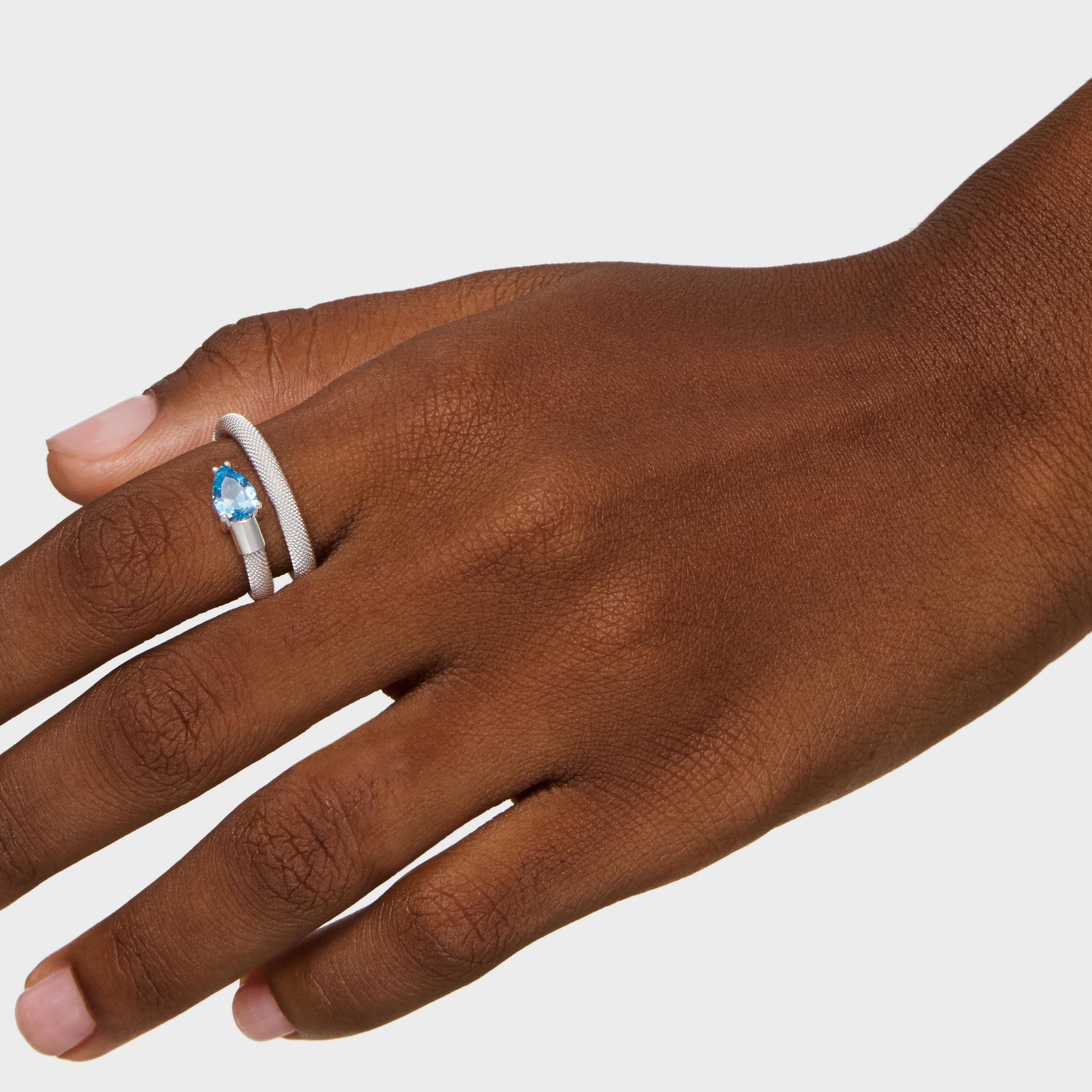 Silver and lab-grown spinel Spiral ring TOUS Mesh LGG