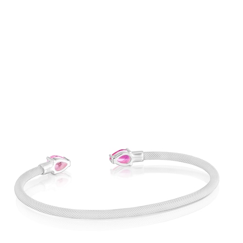 Pulsera esclava de plata y gemas creadas en laboratorio TOUS Mesh LGG