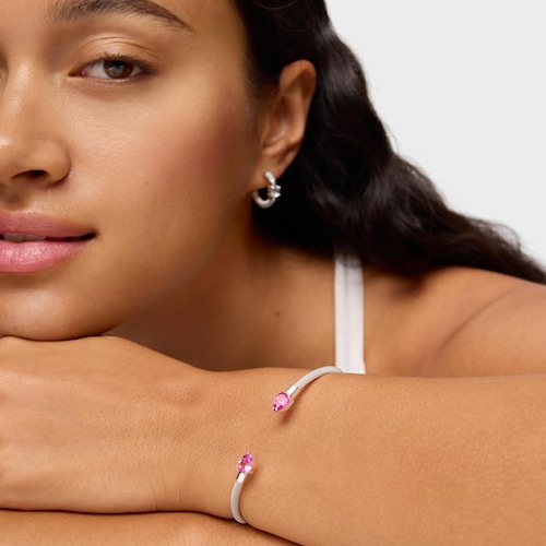 Pulsera esclava de plata y gemas creadas en laboratorio TOUS Mesh LGG